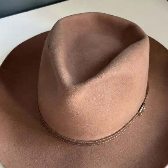 Vtg Bailey Beaver Felt Cowboy Hat Size 6 7/8 55 Chocolate Brown Wool‎ Felt T81